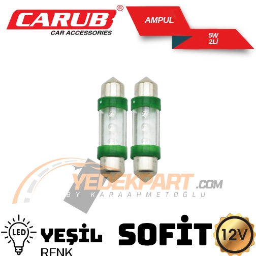 CARUB Ampul 12V 5W Ledli Sofit Yeşil